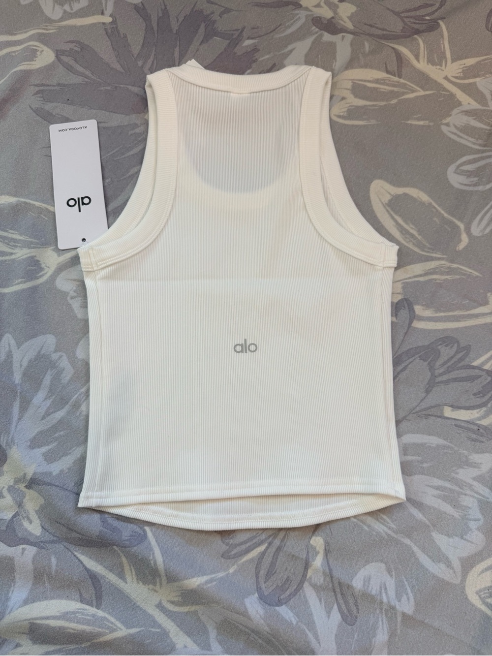 ALO Yoga White Ribbed Racerback Tank - Picture 2 of 5